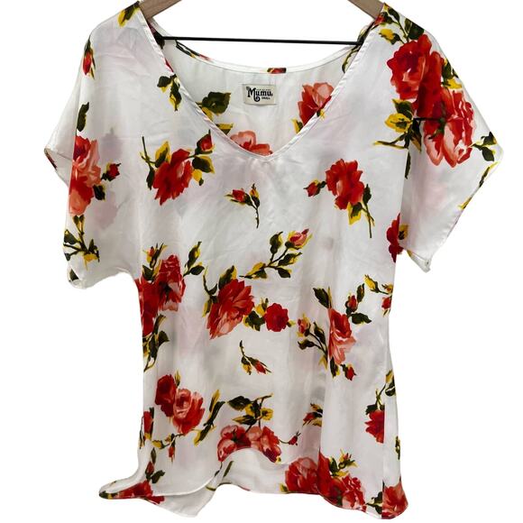 Show Me Your Mumu White Floral Rose Satin Blouse Top Size Small - Picture 1 of 6